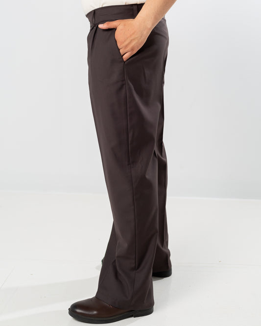 PLEATED PANTS DARK BROWN (ALL SEASONS)
