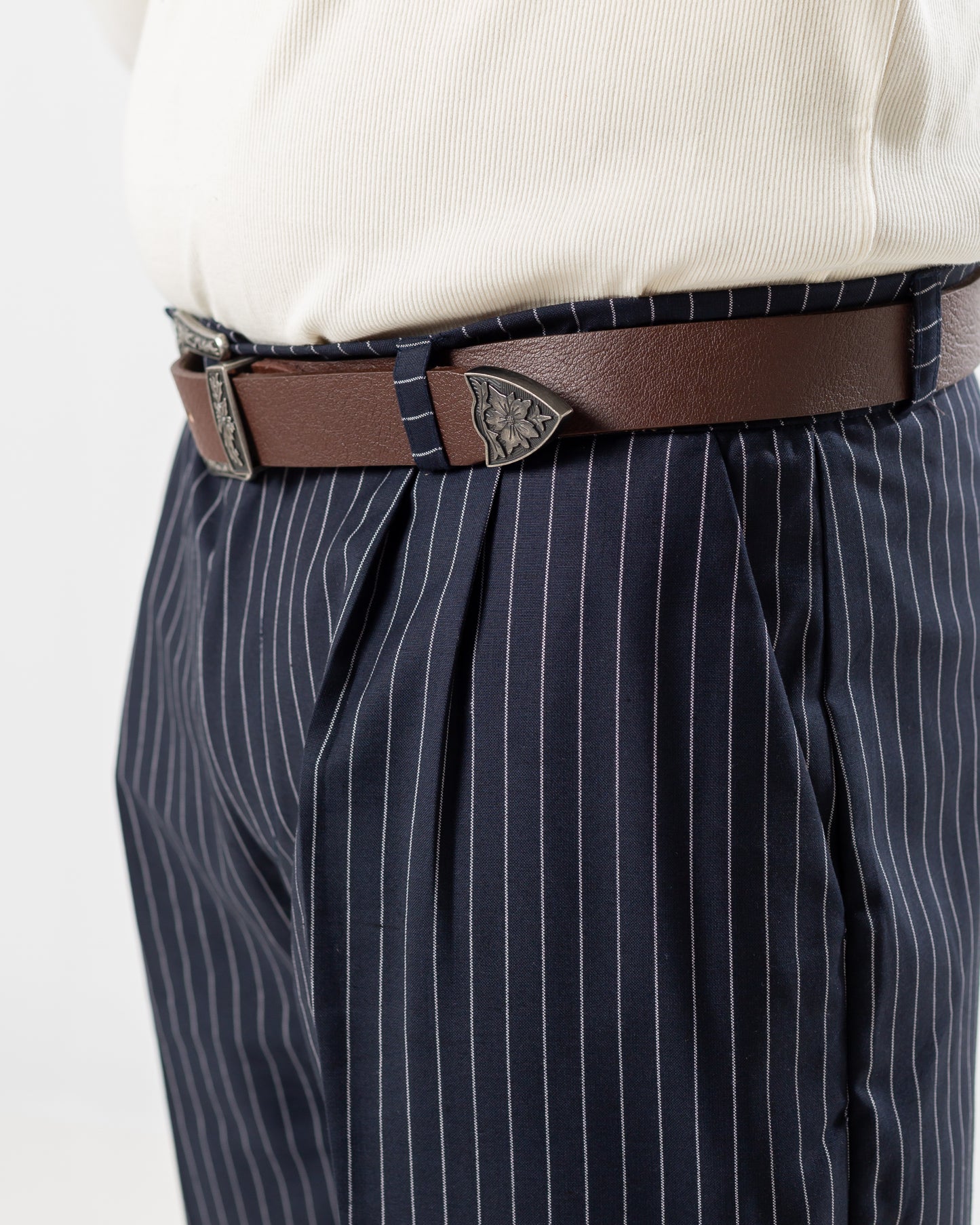 Western Buckle Belt BROWN (Genuine Leather3.5)