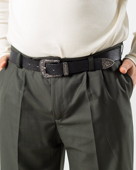 Western Buckle Belt Black (Genuine Leather 3.5)