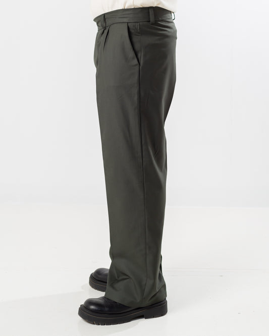 PLEATED PANTS DARK GREEN (ALL SEASONS)