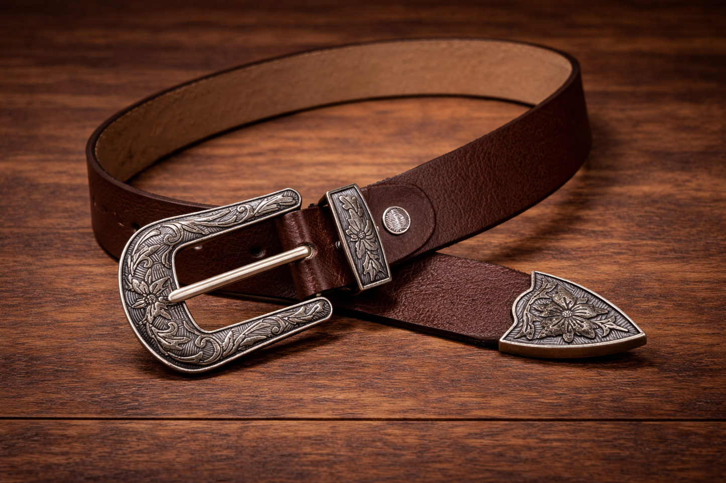 Western Buckle Belt BROWN (Genuine Leather3.5)