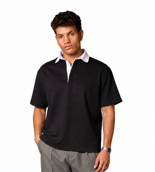 RINGER POLO BLACK