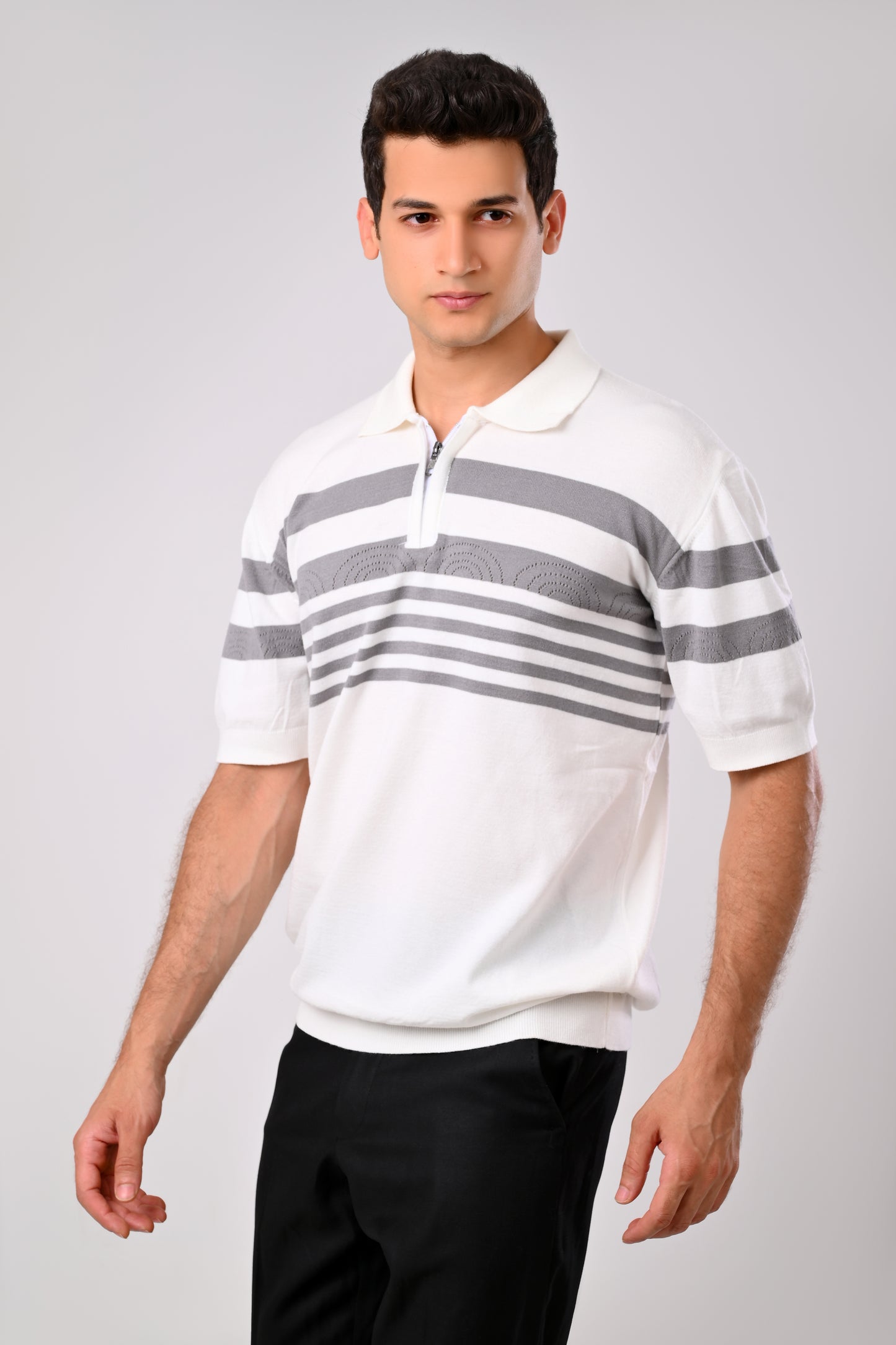 Stripped Knitwear Polo 1