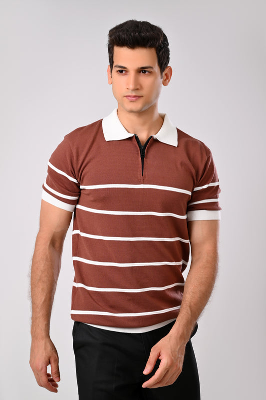 Stripped Knitwear Polo