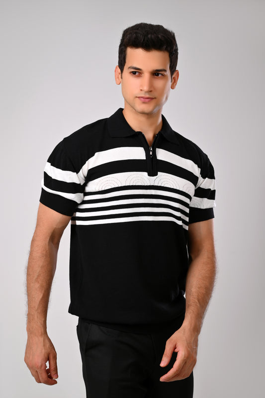Stripped Knitwear Polo 1