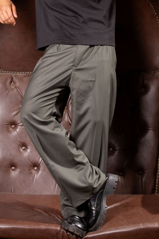 PLEATED PANTS DARK GREEN