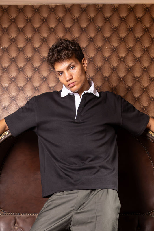 RINGER POLO BLACK