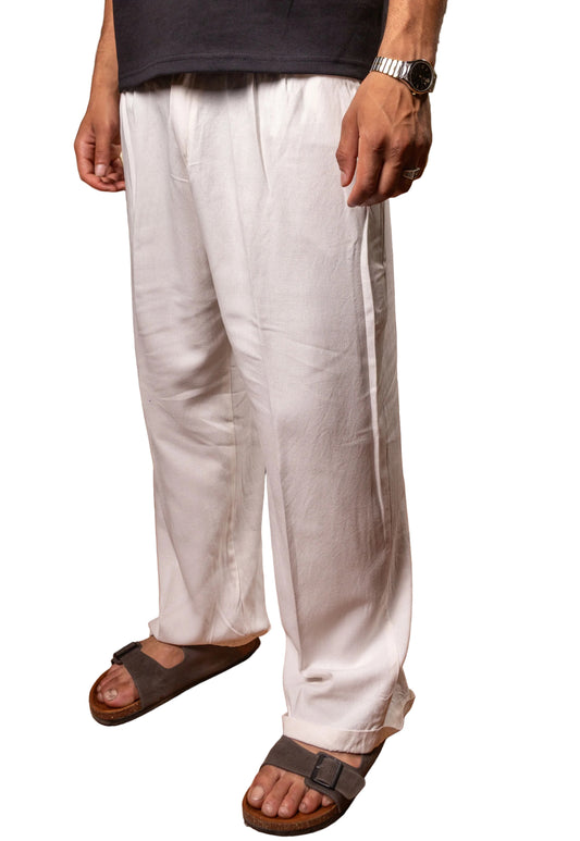 LINEN PLEATED PANT OFF WHITE