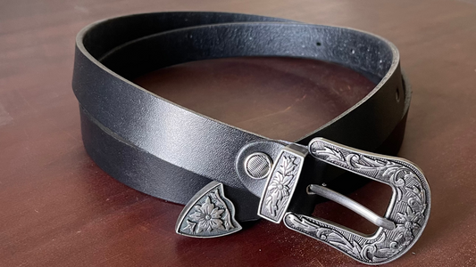 Western Buckle Belt Black (Genuine Leather 2.5)