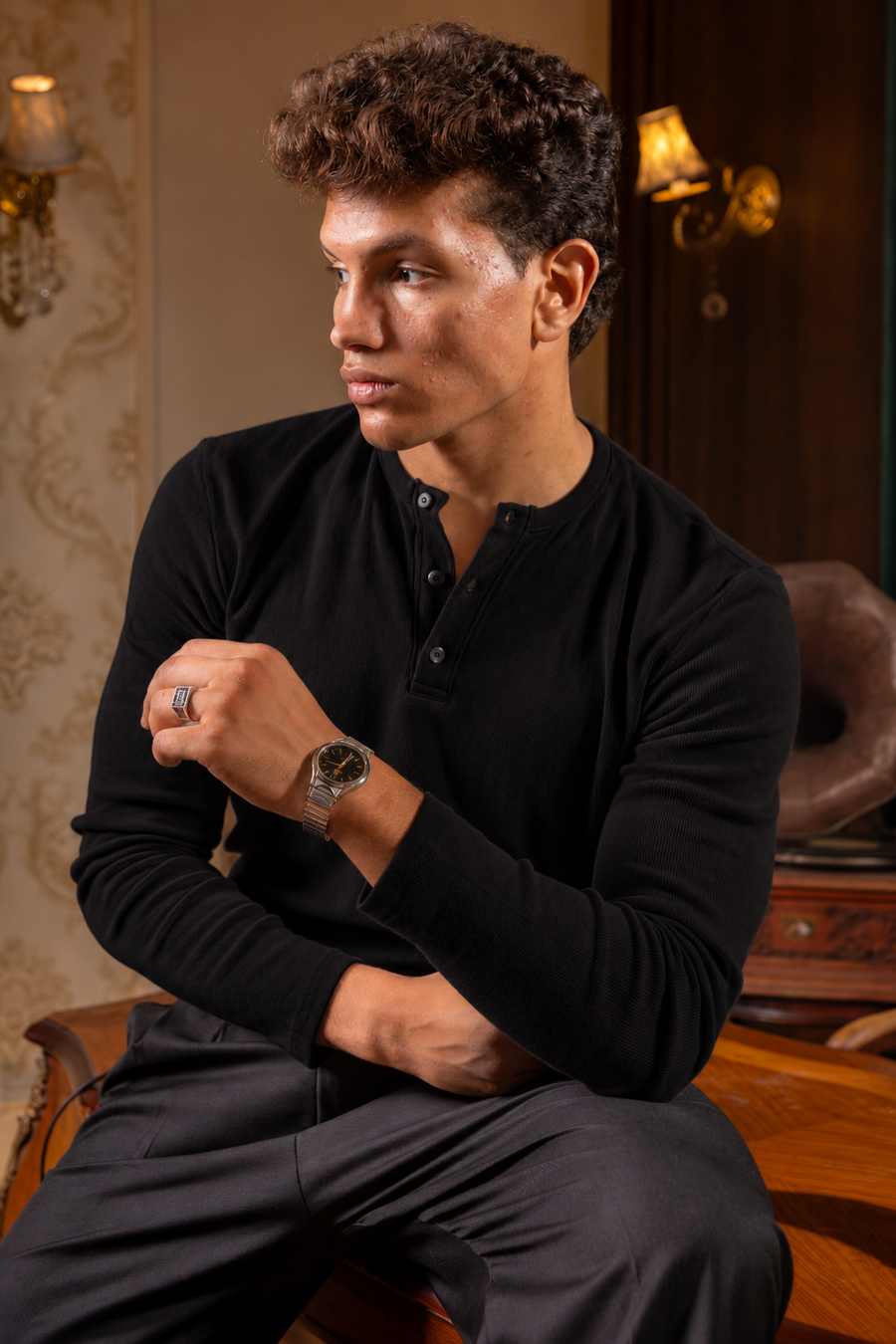 HENELY BLACK (RIPPED COTTON)